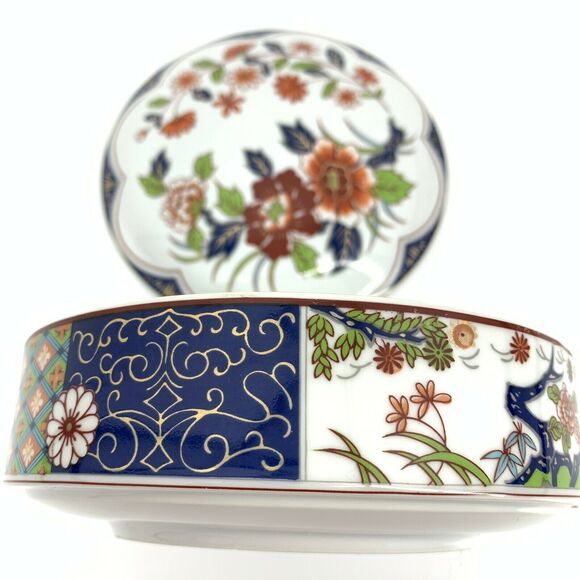 Vintage Porcelain Trinket powder box, made in Japan 6" - Picture 6 of 9